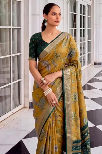 Premium tussar silk saree with elegant viscose zari border