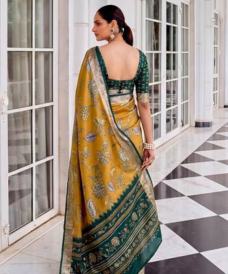 Premium tussar silk saree with elegant viscose zari border 3