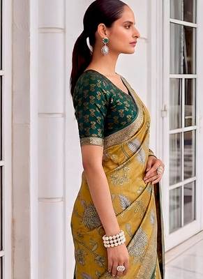 Premium tussar silk saree with elegant viscose zari border 4