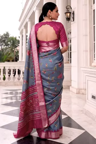 Premium tussar silk saree with elegant viscose zari border