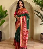 Green art silk  woven saree