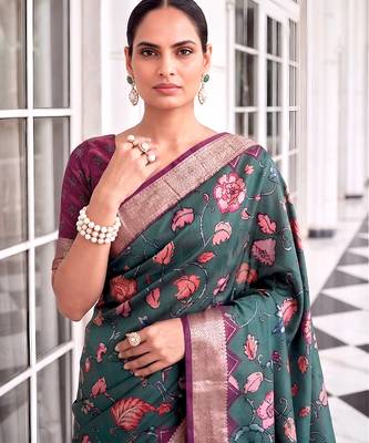 Premium tussar silk saree with elegant viscose zari border 2