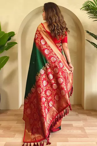 Green art silk  woven saree