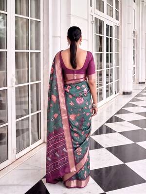 Premium tussar silk saree with elegant viscose zari border 3