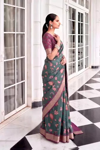 Premium tussar silk saree with elegant viscose zari border
