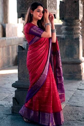 Luxurious crepe saree with intricate zari weaving