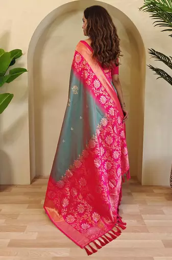Light grey art silk  woven saree