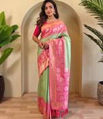 Light green art silk  woven saree