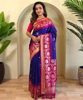 Purple art silk  woven saree 1