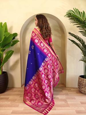 Purple art silk  woven saree 3