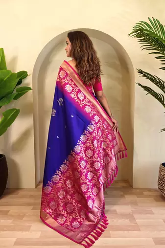 Purple art silk  woven saree