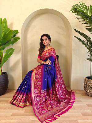 Purple art silk  woven saree 4