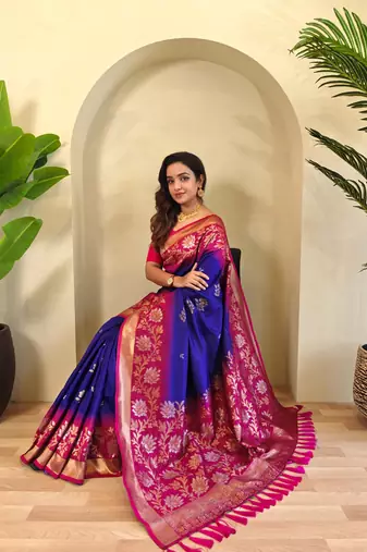 Purple art silk  woven saree