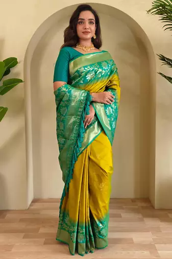 Mehendi art silk  woven saree