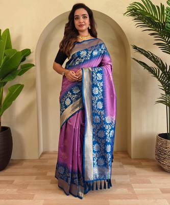 Onion pink art silk  woven saree 1