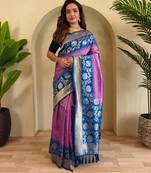 Onion pink art silk  woven saree