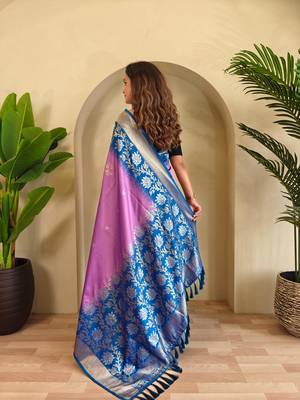 Onion pink art silk  woven saree 3