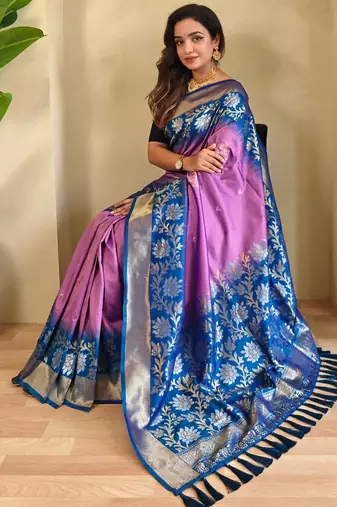 Onion pink art silk  woven saree