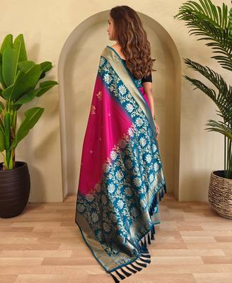 Pink art silk  woven saree 3