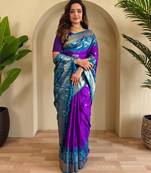 Purple art silk  woven saree