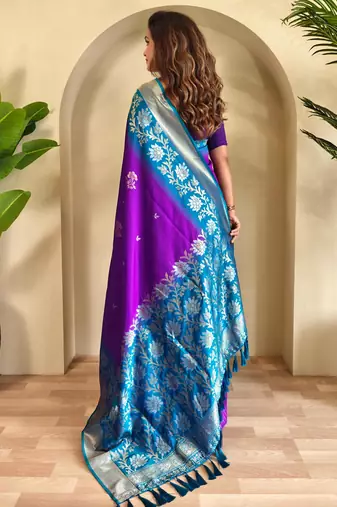 Purple art silk  woven saree