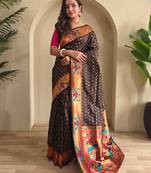 Black art silk  woven saree