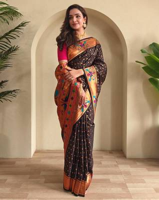 Black art silk  woven saree 2