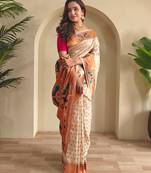 Cream art silk  woven saree