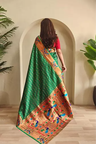 Green art silk  woven saree