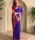 Purple art silk  woven saree