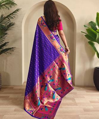 Purple art silk  woven saree 3