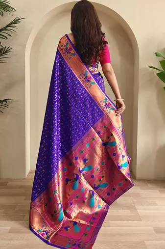 Purple art silk  woven saree