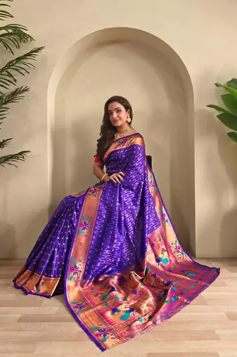 Purple art silk  woven saree