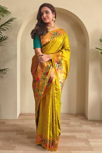 Mehendi art silk  woven saree