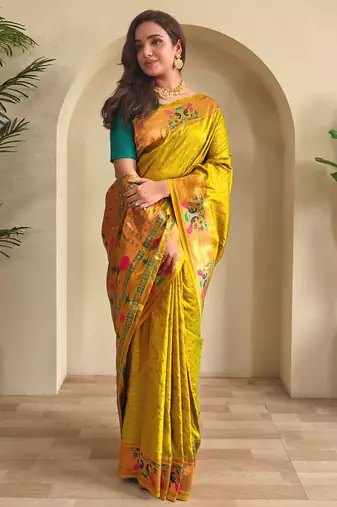 Mehendi art silk  woven saree