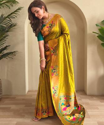 Mehendi art silk  woven saree 2