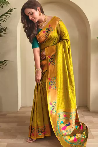 Mehendi art silk  woven saree