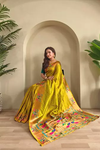 Mehendi art silk  woven saree