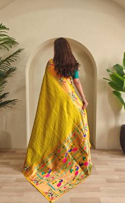 Mehendi art silk  woven saree 4