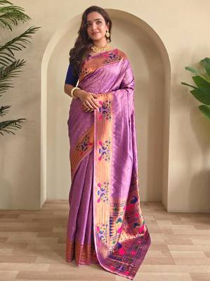 Onion pink art silk  woven saree 1