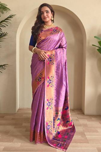 Onion pink art silk  woven saree