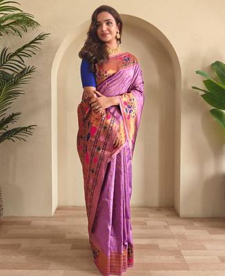 Onion pink art silk  woven saree 2