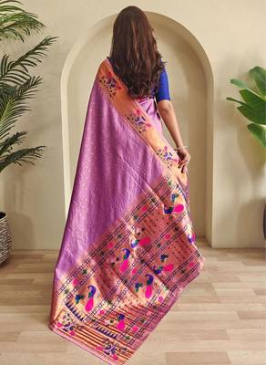 Onion pink art silk  woven saree 3