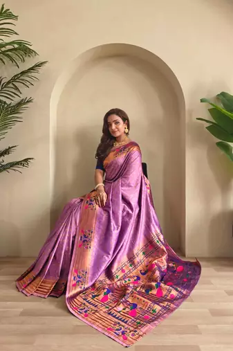Onion pink art silk  woven saree