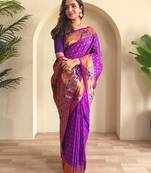 Purple art silk  woven saree