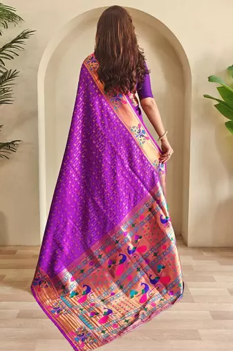 Purple art silk  woven saree