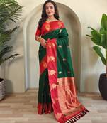 Green art silk  woven saree