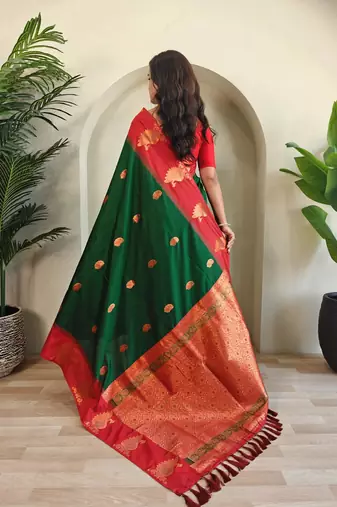 Green art silk  woven saree