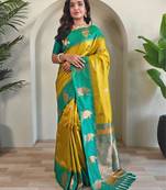 Lemon art silk  woven saree