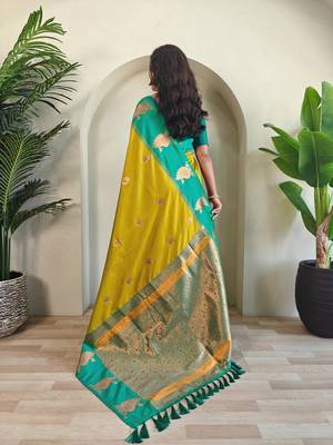 Lemon art silk  woven saree 3